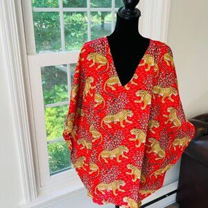 BRAND NEW Tiger Print Indian Handmade Kaftan Dress Short Top Beach Cover up